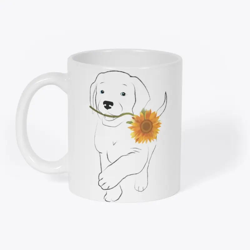 Sunflowers and Furry Friend Mug